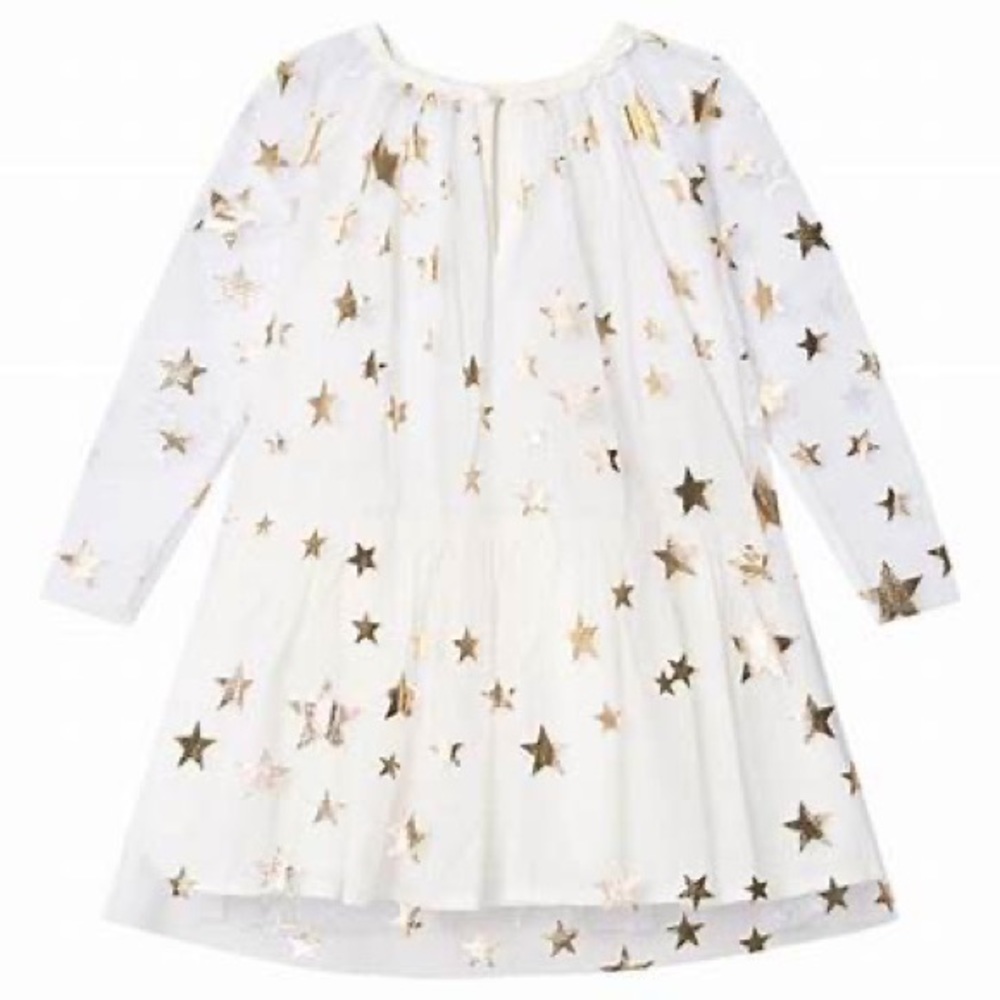 Stella McCartney Kids Ivory Dress with Metallic Stars
